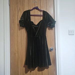 Disturbia Dark Green Velvet Mini Dress